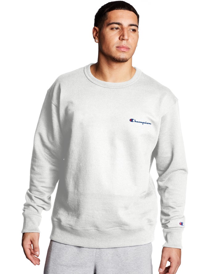 Champion Powerblend Fleece Crew Script Logo - Miesten Valkoinen Collegepaita - Suomi 8953401-SP